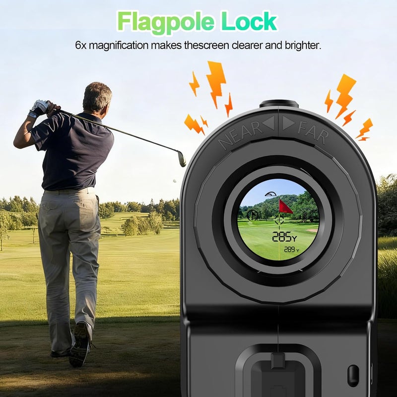 Rocketek Golf Rangefinder with Slope Compensation Mode, 1800 Yards Golf Laser Rangefinder, 6X Magnification for Distance Angle Height Measurement, Magnetic Stripe, Water Resistant, Flag Pole Locking Vibration - Image 5
